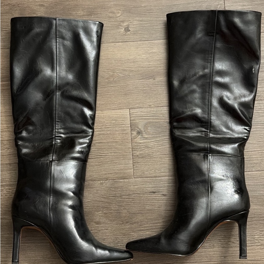 Black Knee-High Leather Boots